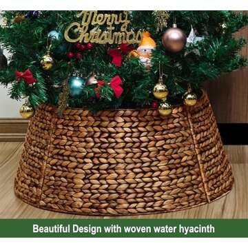 CENBOSS Rattan Christmas Tree Collar for Stylish Decor