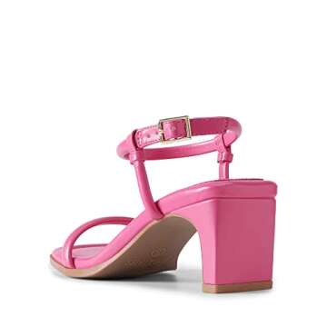 DREAM PAIRS Womens Heels Open Toe Ankle Strap Square Cute Wedding Party Sandal Comfort Dress Shoes Hera,Size 8.5,HOT Pink,SDHS2307W