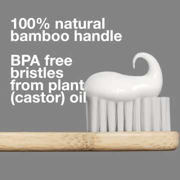 Davids Premium Bamboo Soft Bristle Toothbrush - 3 Pack | BPA Free, Eco-Friendly, Sustainable High Pe...