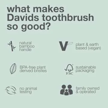Davids Premium Bamboo Soft Bristle Toothbrush - 3 Pack | BPA Free, Eco-Friendly, Sustainable High Performance Bristles to Improve Oral Health Naturally | 100% Natural Bamboo Handle