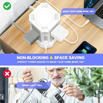 Power Strip Tower Surge Protector with USB and 12 Outlets