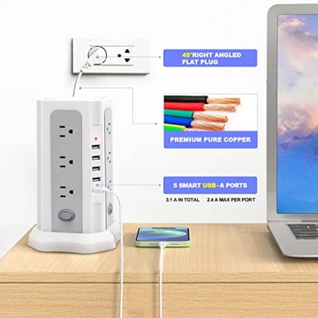 Power Strip Tower Surge Protector with USB and 12 Outlets