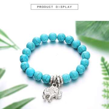 Fstrend Boho Anklet Chain Turquoise Ankle Bracelet Elephant Pendant Summer Beach Festival Foot Chain...