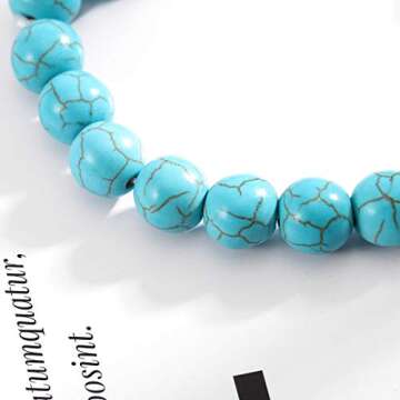 Fstrend Boho Anklet Chain Turquoise Ankle Bracelet Elephant Pendant Summer Beach Festival Foot Chains Jewelry for Women and Girls
