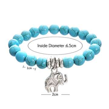 Fstrend Boho Anklet Chain Turquoise Ankle Bracelet Elephant Pendant Summer Beach Festival Foot Chains Jewelry for Women and Girls