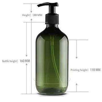 TEJAL 16oz Plastic Bottles with Pump, 2 Pack Liquid Soap Pump Bottles - Dark Green, Refillable Bottle for Cooking Sauces, Essential Oils, Bathroom, Kitchen, Office, Laundry Room, Lotions