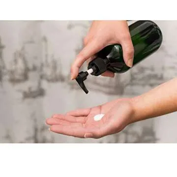 TEJAL 16oz Plastic Bottles with Pump, 2 Pack Liquid Soap Pump Bottles - Dark Green, Refillable Bottle for Cooking Sauces, Essential Oils, Bathroom, Kitchen, Office, Laundry Room, Lotions