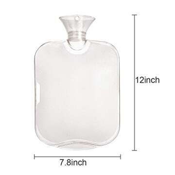Attmu Hot Water Bottle with Cover Knitted, Transparent Hot Water Bag 2 Liter - White (Grey)