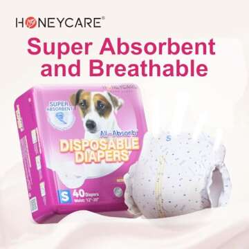 HONEY CARE All-Absorb Disposable Female Dog Diapers - Super Absorbent & Breathable