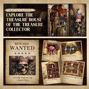 Fuiltee DIY Book Nook Kit, Pirate Ship Model with LED Light