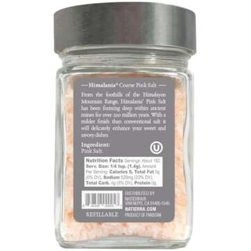 NATIERRA Himalania Himalayan Coarse Pink Salt in Glass Jar | Unrefined & Non-GMO | 9 Ounce