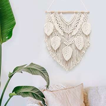 lokeisna Macrame Wall Hanging, Woven Tapestry Handmade Craft Macrame Wall Decor, Bohemian Decorations with Minimalist Design for Decorating Bedroom, Gallery & Nursery, Size 25.9" L x 19.6" W