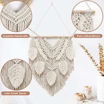 lokeisna Macrame Wall Hanging, Woven Tapestry Handmade Craft Macrame Wall Decor, Bohemian Decorations with Minimalist Design for Decorating Bedroom, Gallery & Nursery, Size 25.9" L x 19.6" W