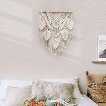 lokeisna Macrame Wall Hanging, Woven Tapestry Handmade Craft Macrame Wall Decor, Bohemian Decorations with Minimalist Design for Decorating Bedroom, Gallery & Nursery, Size 25.9" L x 19.6" W