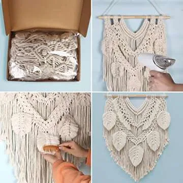 lokeisna Macrame Wall Hanging, Woven Tapestry Handmade Craft Macrame Wall Decor, Bohemian Decorations with Minimalist Design for Decorating Bedroom, Gallery & Nursery, Size 25.9" L x 19.6" W