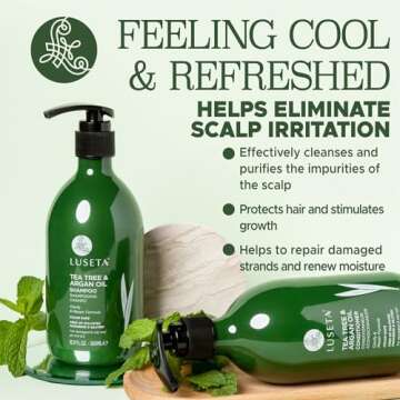 Luseta Shampoo and Conditioner Set with Tea Tree and Argan Oil for Oily Hair Clarifying, Fighting Dandruff Sulfate Paraben Free for Men and Women 2x16.9oz