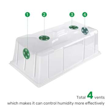 MIXC 10 Pack Humidity Dome 7" Tall Extra Strength, 1020 Growing Trays Cover, Propagation Seed Cloning Lid Vented for 10 x 20 Inch Flat Tray and Seed Starting Germination
