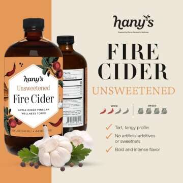 Hany's Harvest Unsweetened Fire Cider – 16 fl oz Glass Bottle | All-Natural, Small-Batch, Handcrafted, Non-GMO, Gluten-Free, Immune & Digestive Support