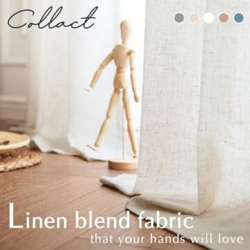 COLLACT Linen Beige Curtains 84 Inch Length for Living Room, Farmhouse Light Filtering Curtains for Bedroom, Semi Sheer Privacy Drapes, Rod Pocket Back Tab Window Treatments Crude 2 Panels, W50 x L84