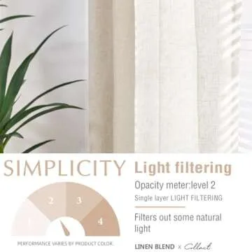 COLLACT Linen Beige Curtains 84 Inch Length for Living Room, Farmhouse Light Filtering Curtains for Bedroom, Semi Sheer Privacy Drapes, Rod Pocket Back Tab Window Treatments Crude 2 Panels, W50 x L84