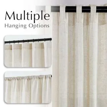 COLLACT Linen Beige Curtains 84 Inch Length for Living Room, Farmhouse Light Filtering Curtains for Bedroom, Semi Sheer Privacy Drapes, Rod Pocket Back Tab Window Treatments Crude 2 Panels, W50 x L84