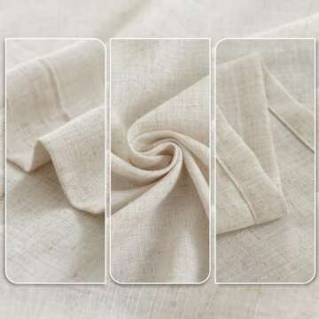 COLLACT Linen Beige Curtains 84 Inch Length for Living Room, Farmhouse Light Filtering Curtains for Bedroom, Semi Sheer Privacy Drapes, Rod Pocket Back Tab Window Treatments Crude 2 Panels, W50 x L84