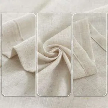 COLLACT Linen Beige Curtains 84 Inch Length for Living Room, Farmhouse Light Filtering Curtains for Bedroom, Semi Sheer Privacy Drapes, Rod Pocket Back Tab Window Treatments Crude 2 Panels, W50 x L84