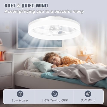 Stylish VOLISUN Low Profile Ceiling Fan with Lights and Remote