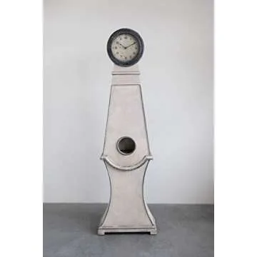 Creative Co-Op Vintage Standing Clock in Antique White