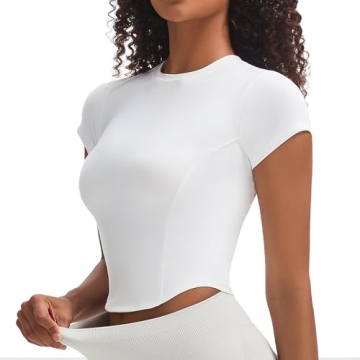 Aoxjox Women's Short Sleeve Workout Top with Support