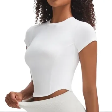 Aoxjox Women's Short Sleeve Workout Top with Support