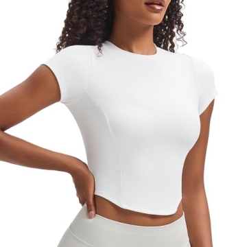 Aoxjox Women's Short Sleeve Workout Top with Support