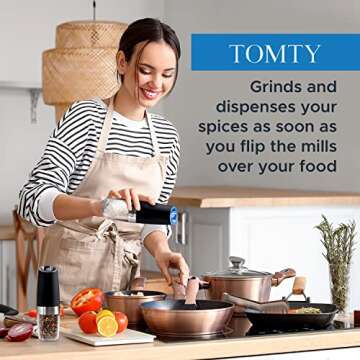 Gravity Electric Salt and Pepper Grinder Set White Elephant Gifts for Women Who Have Everything Gril...