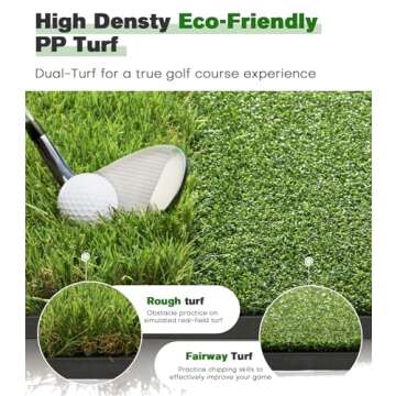 Premium Dual-Turf Golf Mat: 5x4ft Thickened Golf Practice Hitting Mat, Indoor & Outdoor Golf Trainin...