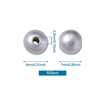 Pandahall 600pcs 8mm Spray Painted Wood Beads Silver Round Wooden Spacer Beads for DIY Crafts Jewelry Making Home Decor Hole: 2.5mm
