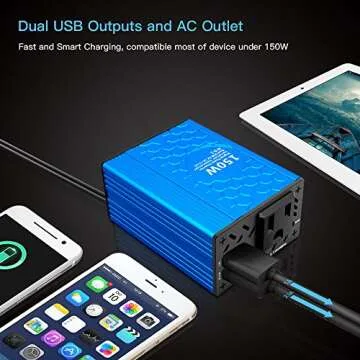 VOLTCUBE 150W Car Power Inverter 12V DC to 110V AC Converter with 3.1A Dual USB Car Adapter