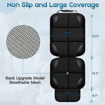 JVXYUIEH Car seat Protection pad 600D Fabric Carseat Seat Protectors, 2 Pack Seat Protector Under Baby Pet Car Seat with Non-Slip Backing, Thickest Padding, Mesh Storage Pockets