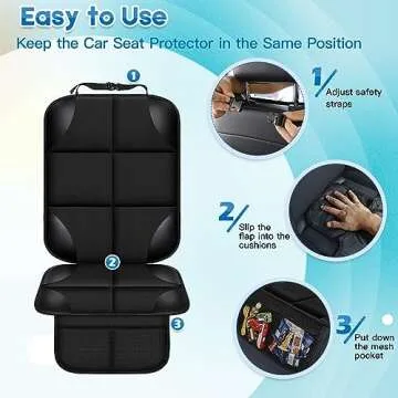 JVXYUIEH Car seat Protection pad 600D Fabric Carseat Seat Protectors, 2 Pack Seat Protector Under Baby Pet Car Seat with Non-Slip Backing, Thickest Padding, Mesh Storage Pockets