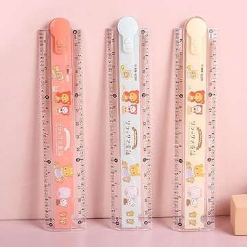 1Pc Cute Cartoon Animal Print Plastic Rulers, Kids Ruler for School, Farmhouse Teacher Prizes Book M...