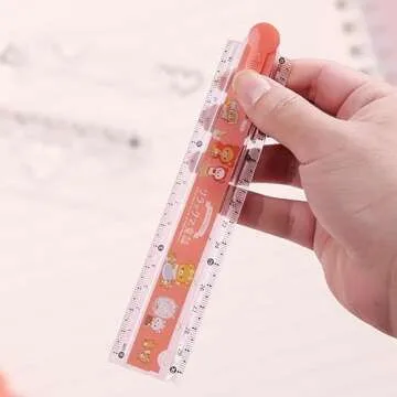 1Pc Cute Cartoon Animal Print Plastic Rulers, Kids Ruler for School, Farmhouse Teacher Prizes Book Markers Students Jungle Animal Party FavorStationery Drawing Rulers