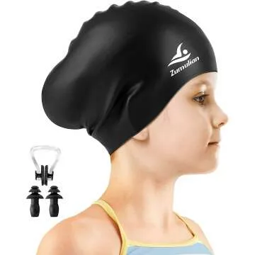 Kids Long Hair Swim Cap - Waterproof & Comfortable