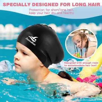 Kids Long Hair Swim Cap - Waterproof & Comfortable