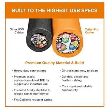 TetherPro USB-C to 2.0 Mini-B Cable - 15 Feet Durable Cable