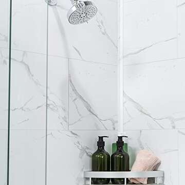 Palisade 23.2 in. x 11.1 in. Interlocking Vinyl Tile Shower and Tub Surround Kit in Carrara Marble
