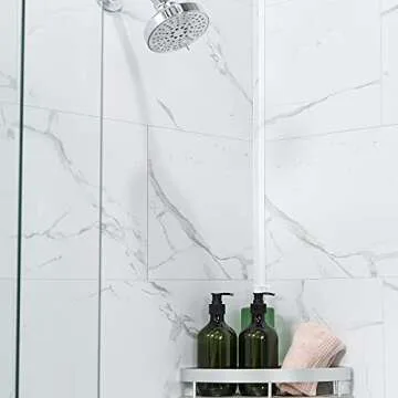 Palisade 23.2 in. x 11.1 in. Interlocking Vinyl Tile Shower and Tub Surround Kit in Carrara Marble