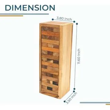 BSIRI Wood Tumbling Tower Game - Ideal for Party Games, Kids Games, Building Games, Camping Games, Outdoor Games for Adults and Family, Classic Stacking Block Games for Challenging Your Skills