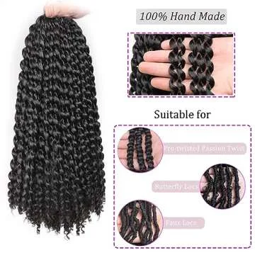 18 Inch 2Packs Copper Red Water Wave Crochet Hair Passion Twists Bohemian Curly Hair for Butterfly Locs Crochet Hair Synthetic Braiding Hair Extensions (18 Inch,350#)
