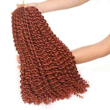 18 Inch 2Packs Copper Red Water Wave Crochet Hair Passion Twists Bohemian Curly Hair for Butterfly Locs Crochet Hair Synthetic Braiding Hair Extensions (18 Inch,350#)