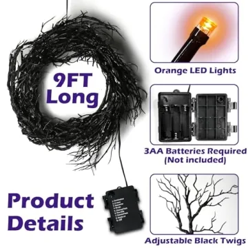 Enchanting 9 Ft LED Halloween Willow Vine Garland