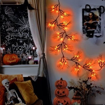 Enchanting 9 Ft LED Halloween Willow Vine Garland